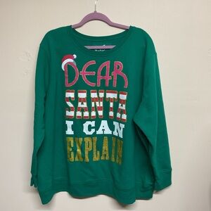 Just My Size Green Holiday Sweatshirt